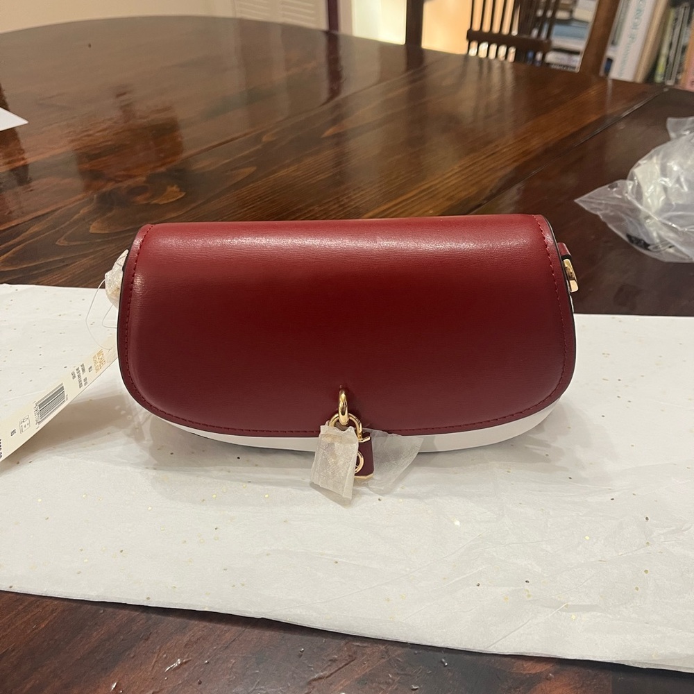 Michael Kors Burgundy Leather Clutch with Gold Accent - Picture 6 of 6